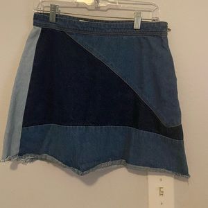 PATCHWORK DENIM SKIRT